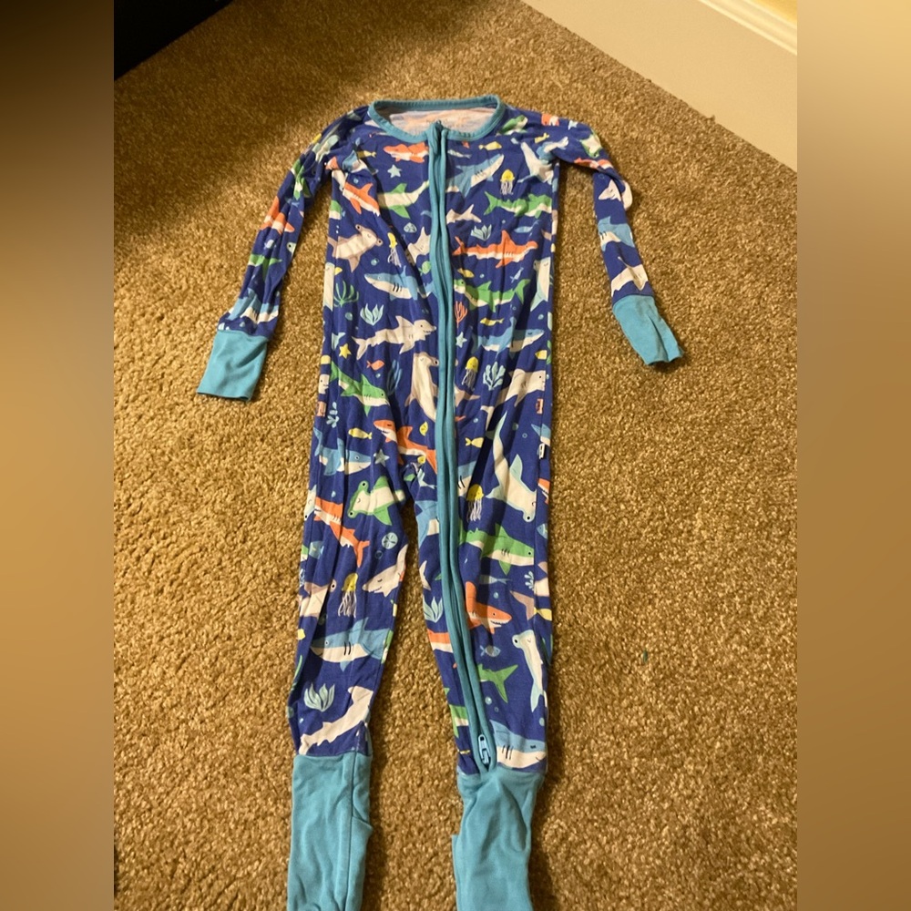 Little sleepies rainbow sharks footie